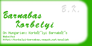 barnabas korbelyi business card